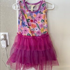 Floral and Tulle Dress for Girls
